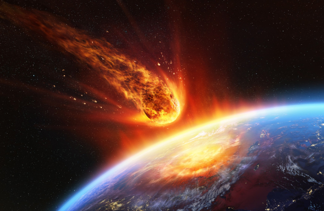 Ilustración de un asteroide impactando la Tierra