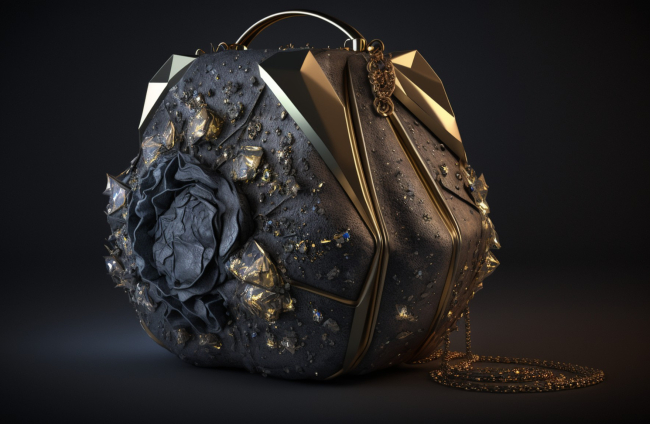 Ilustración de un bolso hecho con un meteorito