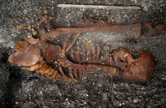 Esqueleto en el sitio de Jubuicabeira II, Brasil