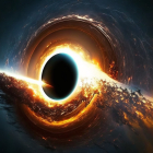 Ilustración de un chorro saliendo de un agujero negro