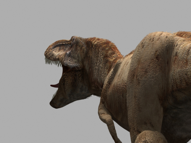 Reconstrucción de un Tyrannosaurus con escamas y plumas primitivas. FGL.
