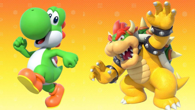 Yoshi, a la izquierda, y Bowser, dos dinosaurios famosos de los videojuegos. Nintendo.