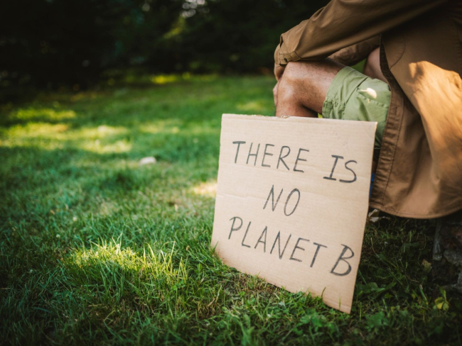 Manifestante en protesta contra el cambio climático: “No hay planeta B”.