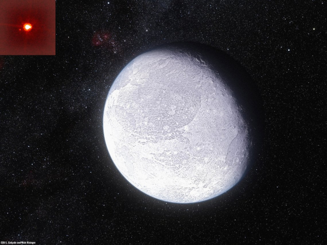 Imagen de Eris tomada por Hubble y representación artística