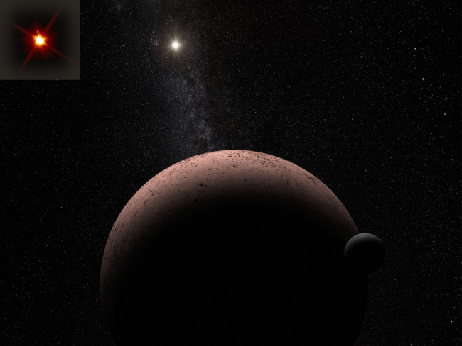 Imagen de Makemake tomada por Hubble y representación artística