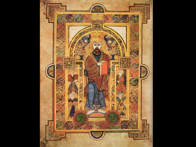 Ilustración del Libro de Kells. Imagen: Wikimedia Commons.
