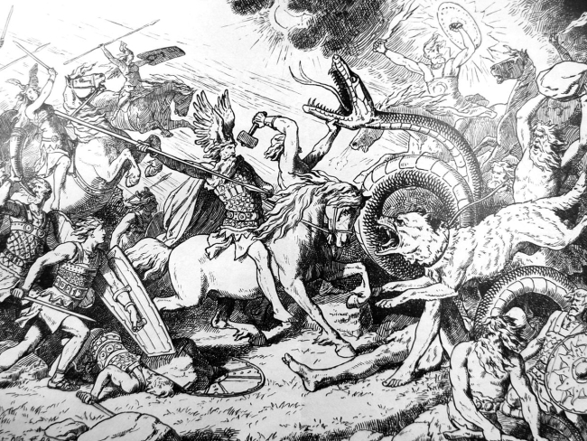 La batalla del Ragnarök. Imagen: Wikimedia Commons.