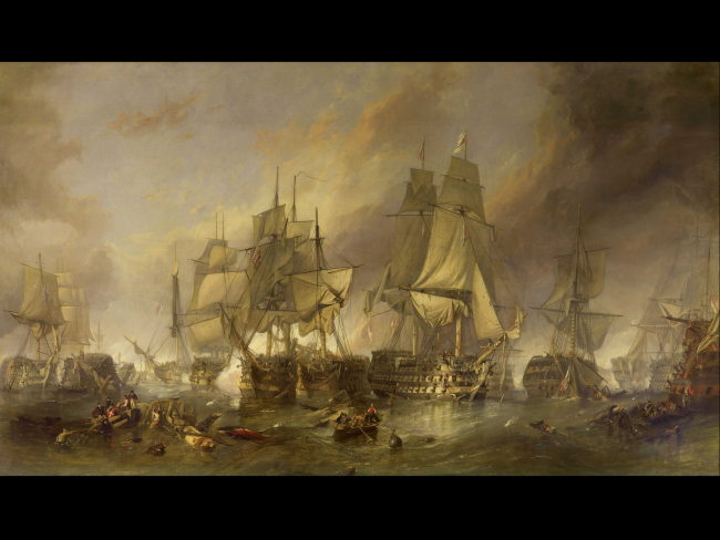 'La Batalla de Trafalgar', de William Clark. Imagen: Wikimedia Commons.
