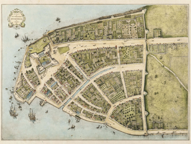 Mapa de Nueva Ámsterdam en 1660. Imagen: Wikimedia Commons.