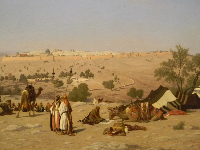Poblaciones nómadas en torno a Jesusalén según el cuadro de Charles Théodore Frère