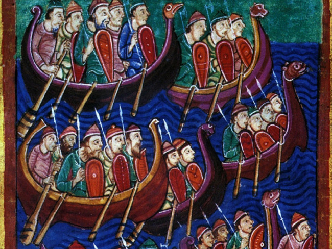La invasión vikinga de Inglaterra según la obra Vida de San Edmundo. Imagen: Wikicommons