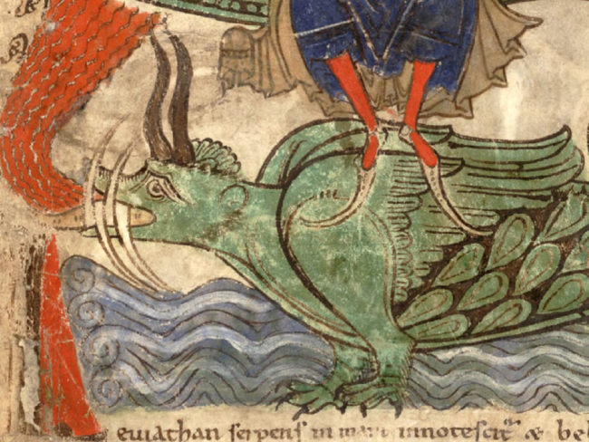 Leviatán representado en una iluminación del Liber floridus. Imagen: Wikicommons