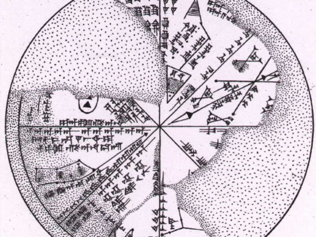 Autografía del planisferio celeste de Nínive. Imagen: Wikicommons
