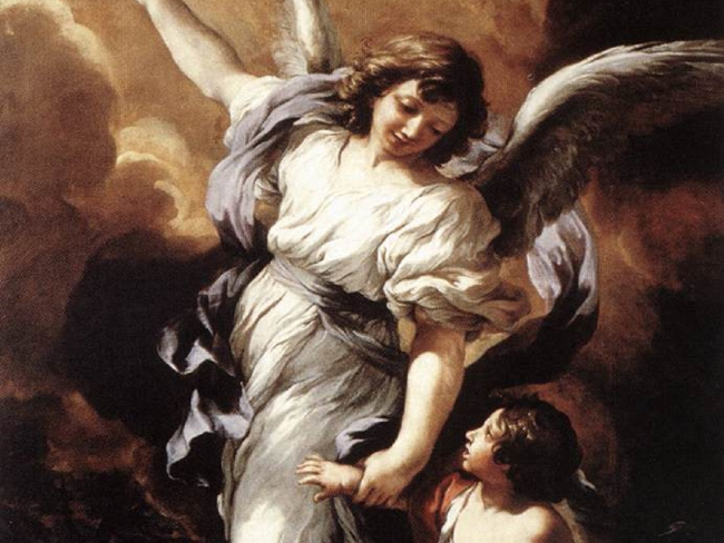 El ángel de la guardia según Pietro de Cortona. Imagen: Wikicommons