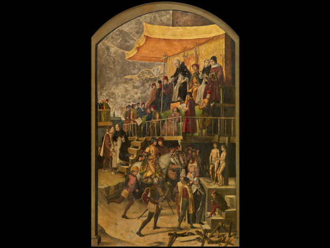 'Auto de fe presidido por Santo Domingo de Guzmán' de Pedro Berruguete. Imagen: Museo del Prado.