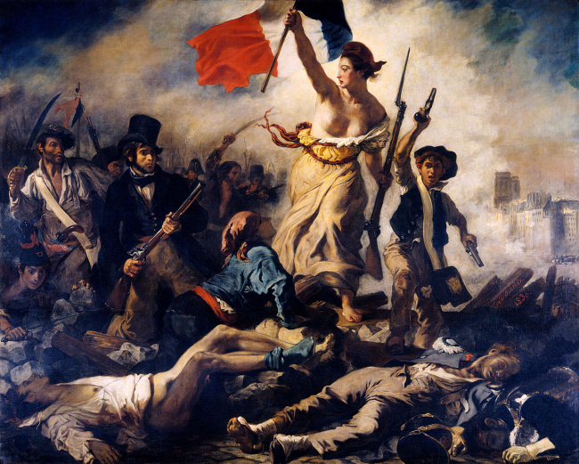 Liberty Leading the People, óleo sobre lienzo de Eugène Delacroix, 1830; en el Louvre, Paris.