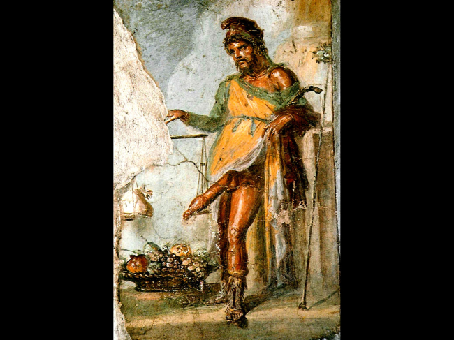 Imagen de Príapo en la Casa de los Vetti de Pompeya. Imagen: Wikimedia Commons.