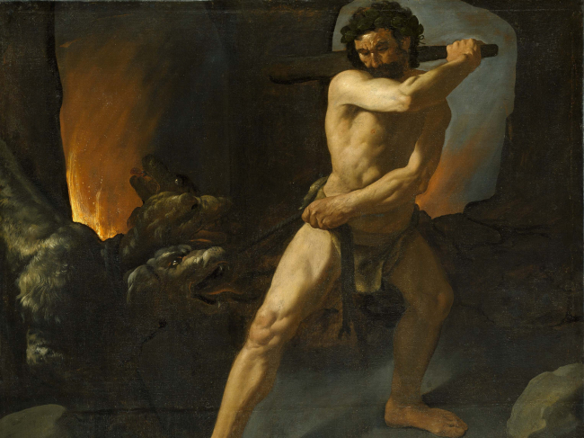 Hércules desafiando a Cerbero. Imagen: Wikimedia Commons.