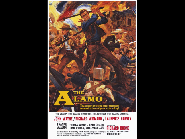 Cartel de la película 'El Álamo' (1960), protagonizada por John Wayne. Imagen: Wikimedia Commons.