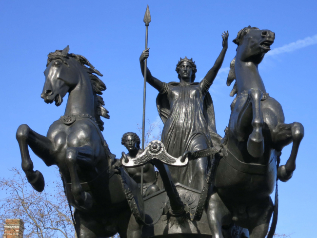 Estatua de Boudica en Londres. Imagen: Wikimedia Commons.