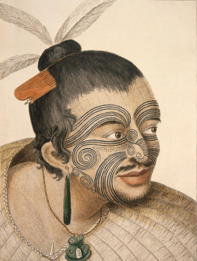 Un jefe maorí con sus tatuajes