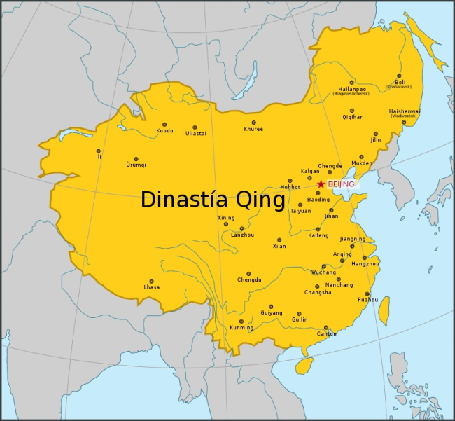 Mapa del territorio bajo control Qing