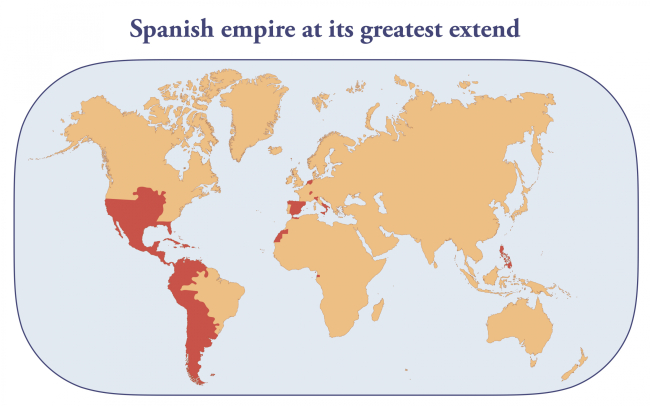 Máxima extensión ocupada por el Imperio español