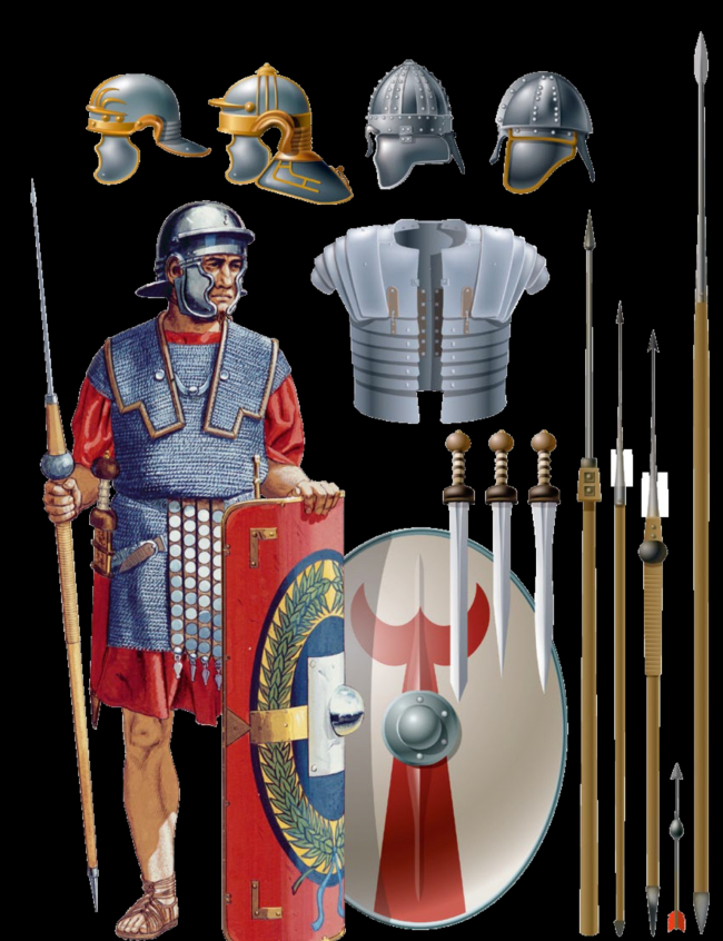 Equipamiento militar romano. Ilustración: José Antonio Peñas