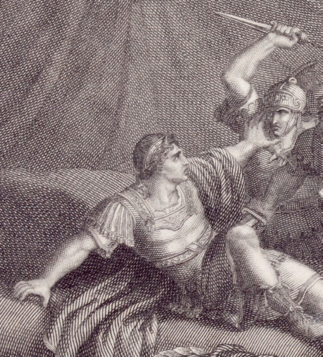 El asesinato del emperador Alejandro Severo y su madre Julia Mamea por Bartolomeo Pinelli (1810). Foto: Album